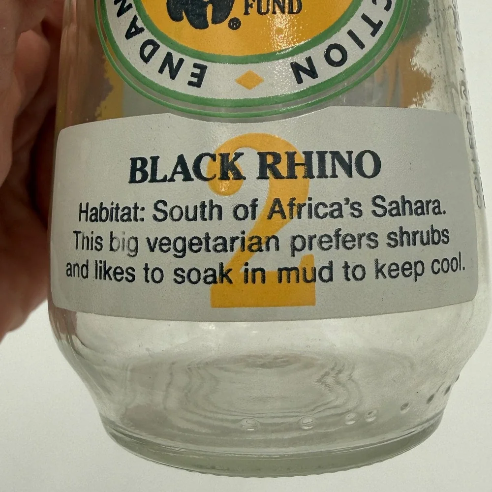 Vintage Welchs Endangered‎ Species Collection Black Rhino Jelly Jar Glass No 2